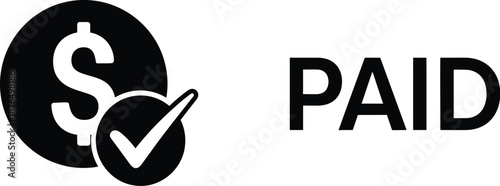 paid checkmark with dollar sign silhouette on transparent background