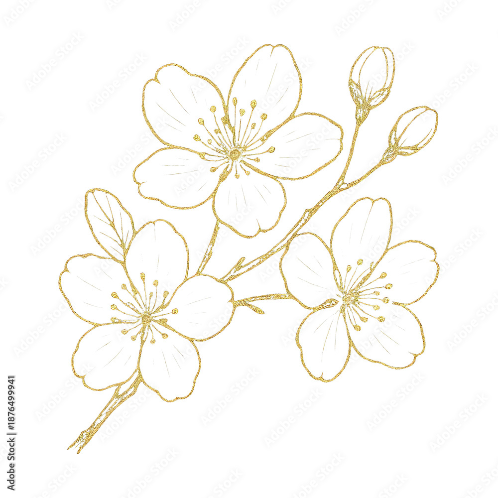 Fototapeta premium PNG Elegant gold floral illustration