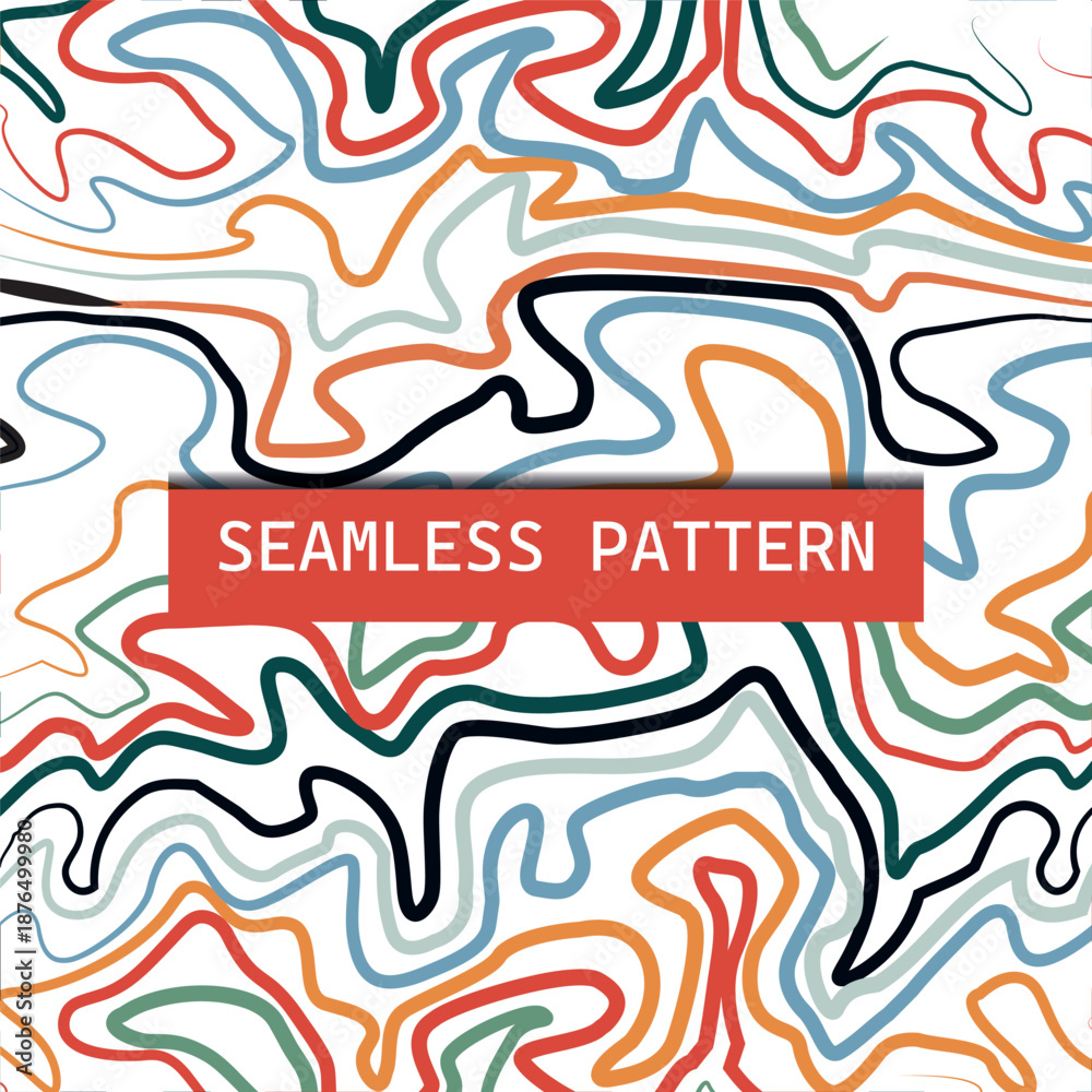 Fototapeta premium Seamless pattern with abstract waves and lines. Vector illustration.