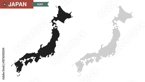 Map of Japan. black and gray map. Vector illustration.
