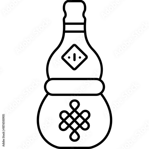 Calabash Line Icon for Chinese New Year, Lucky Gourd Symbol Vector