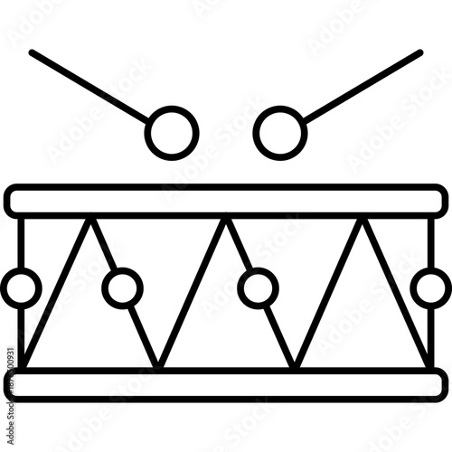 Drum Line Icon for Chinese New Year, Traditional Musical Instrument Vector