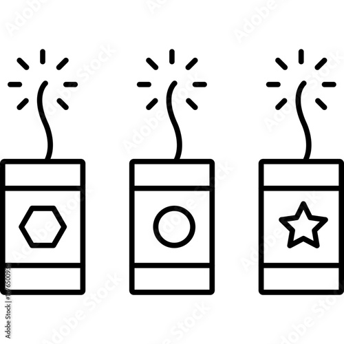 Firecracker Line Icon for Chinese New Year, Festival Celebration Symbol Vector