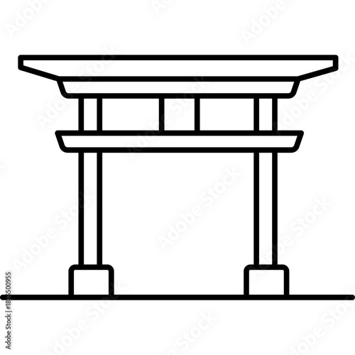 Gate Line Icon for Chinese New Year, Traditional Chinese Archway Vector