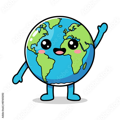 Cute Cartoon Earth Character with Friendly Expression for Educational Purpose