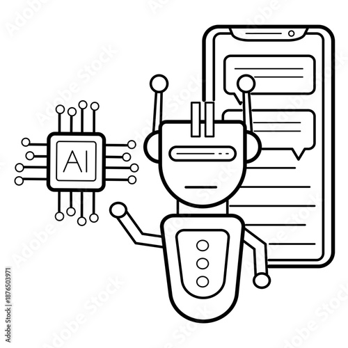 Chatbot and Smart Messaging Assistant concept, Auto answering Machine digital communication platforms vector icon design, AI automation stock illustration