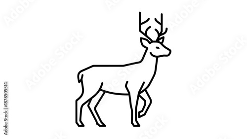 Minimalist deer line art illustration, elegant stag outline, simple graphic animal icon