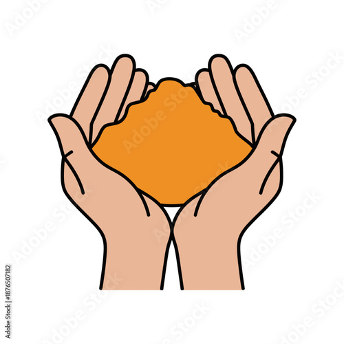 Hands holding sand showing natural resource conservation and environmental protection concepts