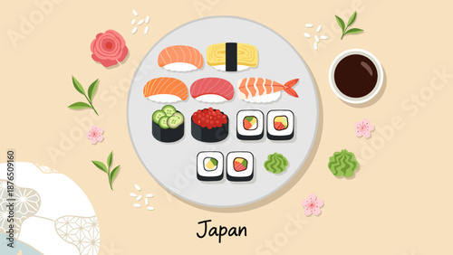 Platter of assorted sushi from Japan, ideal for food bloggers and culinary marketing in restaurants