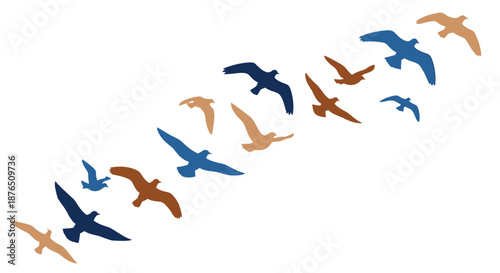 3D Render Flying Paper Airplanes Blue Brown Gradient Background Success Concept