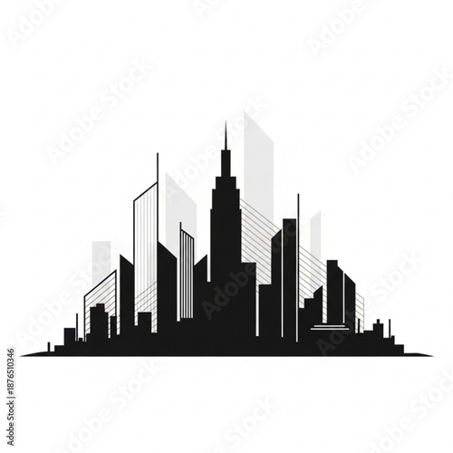 Modern city skyline with sleek skyscrapers and urban landscape