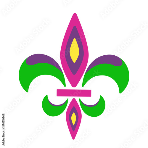 Vector ornament image for Mardi Gras carnival. Colored logo of clothing element for party.