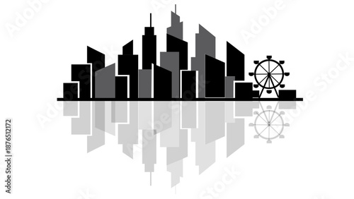 Create a city with black and grey building.