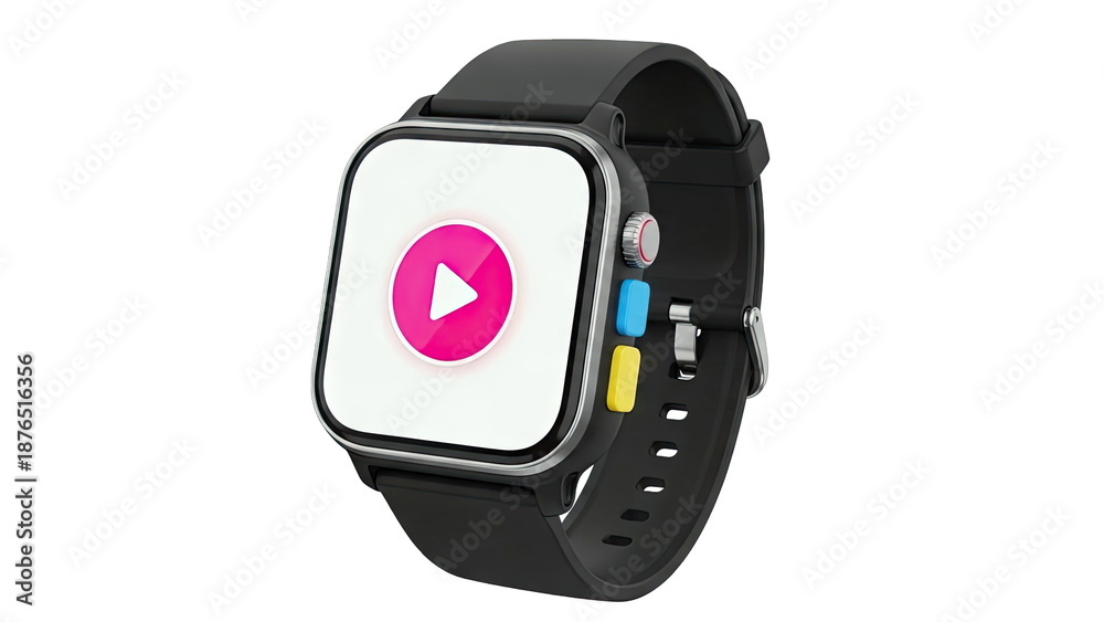 Fototapeta premium Smartwatch with Play Button Icon