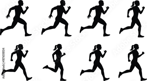 Black horse silhouette pattern set with identical stallions standing in rows isolated on white background for equestrian textile design graphics,