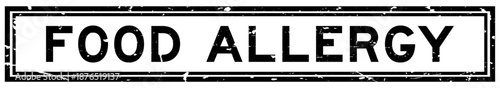 Grunge black food allergy word square rubber seal stamp on white background
