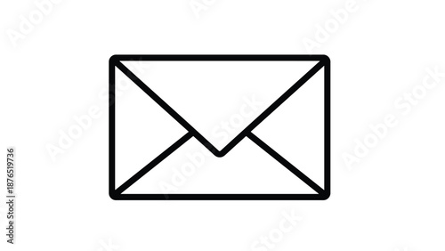 Simple black line icon of an envelope representing email messages, physical mail, and digital communication concepts for web design.