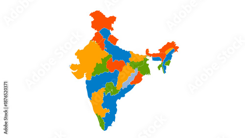 colorful india map with different states