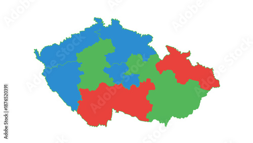 czech republic regions map colored