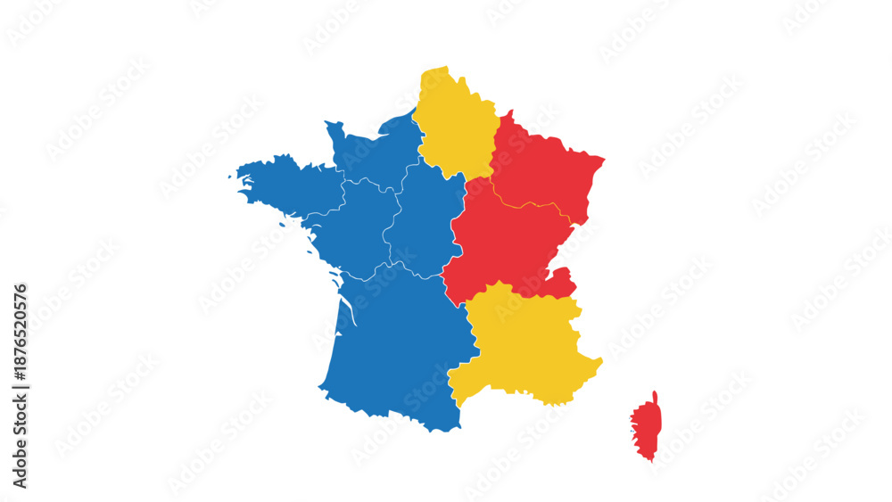 Fototapeta premium France regions map colored