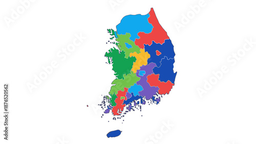 South Korea provinces map colorful