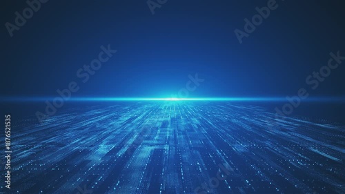 Blue technology background, network data traversal, Internet digital security concept