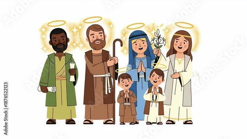 Christmas Nativity Scene Family Angels Joseph Mary Jesus Child