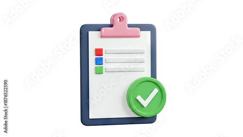 Clipboard with Checklist and Checkmark Icon