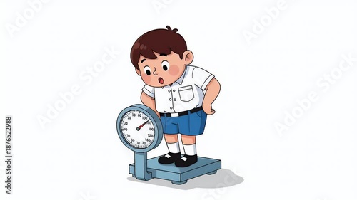 Chubby Boy On Scale Shows Sadness Over Weight Gain Footage