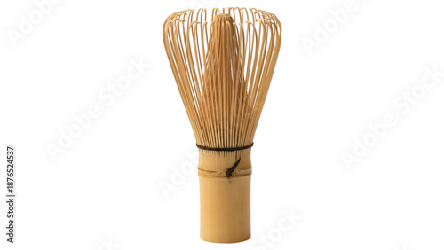 Traditional bamboo matcha whisk on black background
