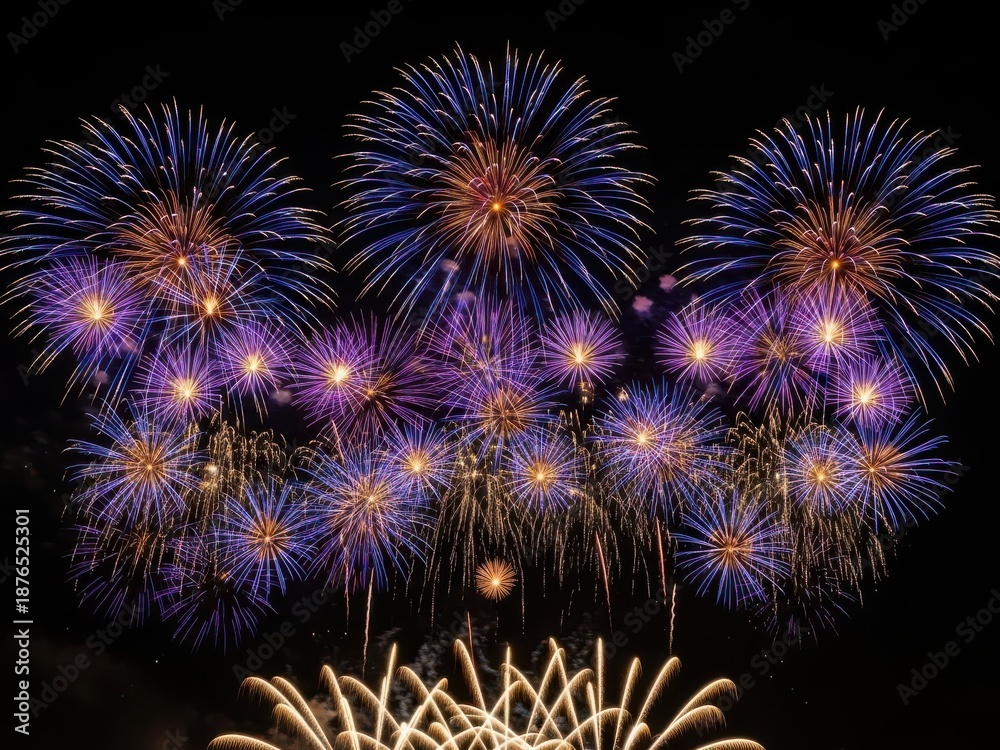 Fototapeta premium Vibrant fireworks display illuminating night sky