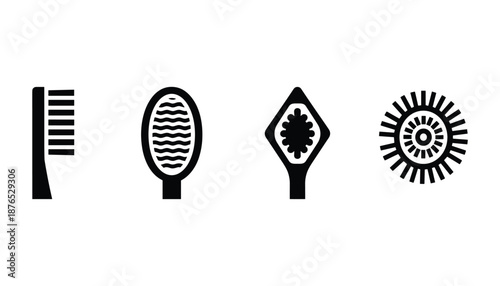 Set of black and white cleaning brush heads for electric cleaning equipment