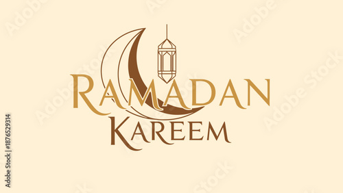 Ramadan Kareem greeting with crescent moon and lantern