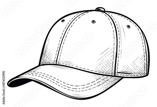 Sporting baseball cap accessory with curved brim and ventilation eyelets, perfect for apparel catalogs, graphic resources, or casual sportswear branding.