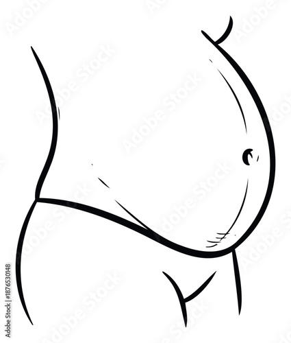 Simple drawing depicting a womans pregnant belly, representing the concept of maternity and new life, ideal for health, wellness, or educational content.