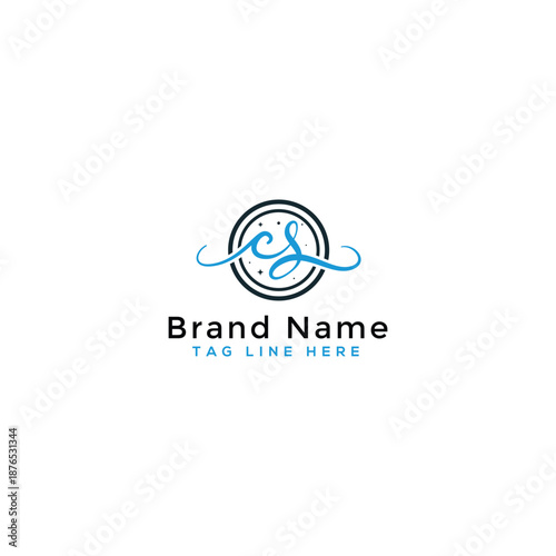 elegant letter C and S with ocean waves outline logo design concept icon template