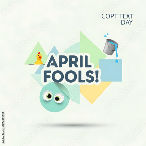 April Fools' Day: Playful visual declaration of April Fools! with quirky character. It's a whimsical nod to pranks, jokes, and merriment