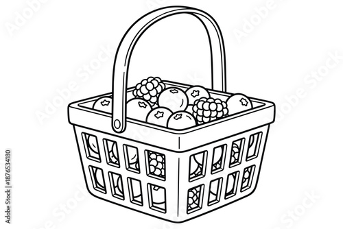 Basket filled with various berries like blueberries, raspberries, and blackberries