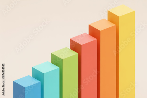A 3D isometric bar graph showing ascending growth trends in rainbow colors. Free Download A 3D isometric bar graph showing ascending growth trends in rainbow colors. - GFXLoad