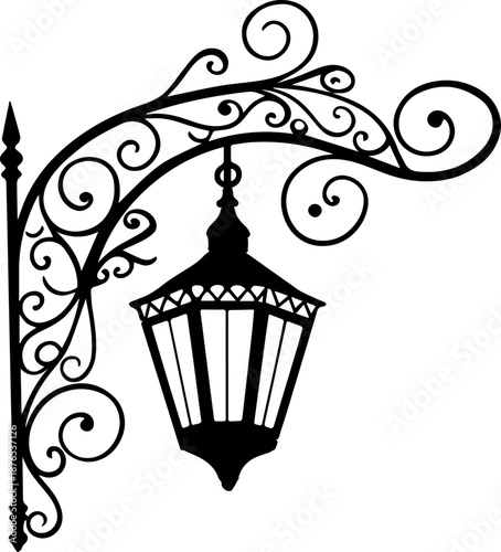 Vintage Street Lamp Illustration – Classic Lighting and Urban Design