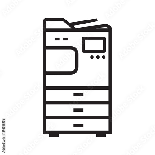 Office multifunction copier machine outline icon. Clipart image isolated on white background
