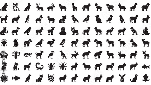 Collection of Various Animal Silhouettes in Different Poses