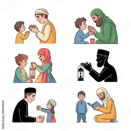 Faithful Moments: A heart warming compilation of illustrations capturing moments of prayer, sharing, and guidance within a family.