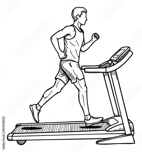 Energetic individual engaging in a healthy fitness routine on a modern treadmill, perfect for health and wellness promotions, exercise guides, or gym equipment advertisements.