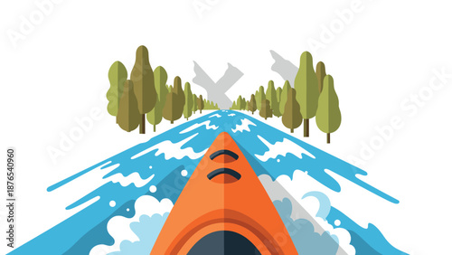 Kayaking adventure on a serene river with vibrant forest landscape