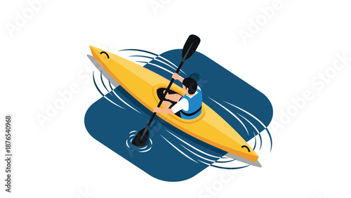 Paddling adventure: man kayaking in blue waters