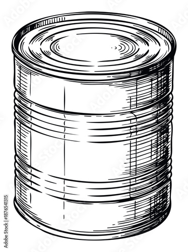 Classic canned food tin for kitchen storage and grocery shopping concepts perfect for illustrating recipes, nutrition, and food preservation themes
