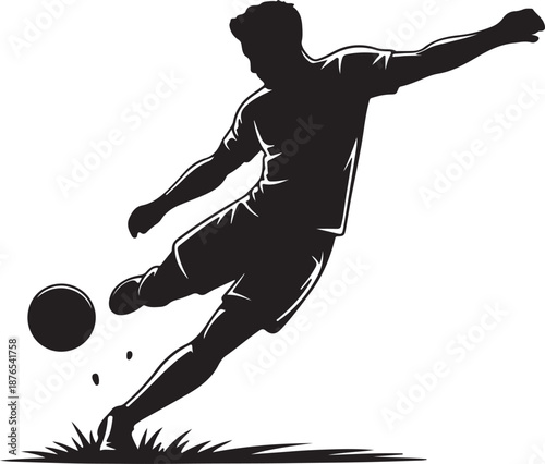 Football Action Jump Shot Icon, Football Kick Action Vector