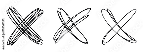Hand drawn cross marks representing errors or rejections provide a versatile graphic element for user interfaces, web applications, and document annotations