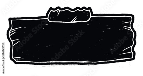 Hand drawn grungy black frame with a ripped paper effect and wavy top edge perfect for text, messages, or a creative label in a vintage graphic design project